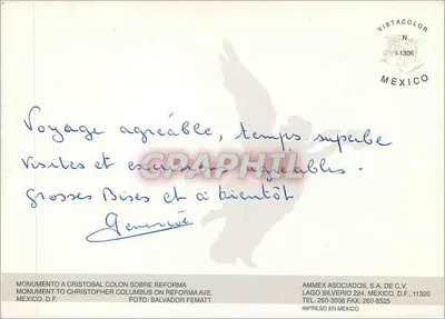 Monumento a Cristoforo Colombo — Reforma, Città del Messico — AMMEX ASOCIADOS, S.A. DE C.V., N° I-1306 — Verso