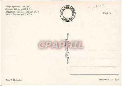 Sphinx egípcio — reprodução — Edição Axel Munthe, Nápoles — Verso