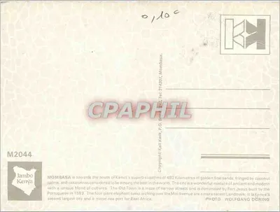 Mombasa — wybrzeżna miasto Kenii — wydawca Kali Kwik, n° M2044 — Rewers