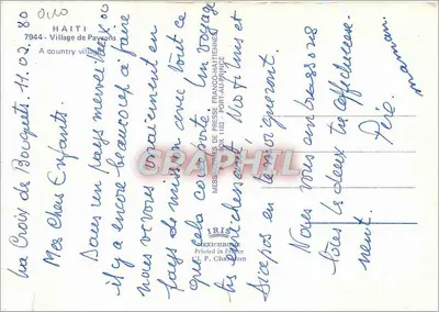 Vila de Camponeses — Haiti — Editor Exichrome, n° 1182 — Verso