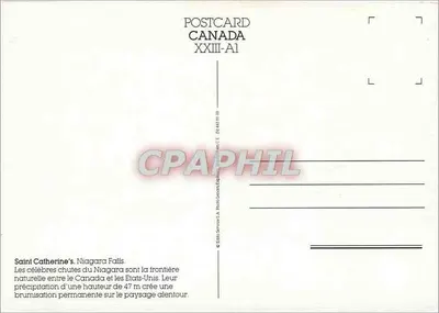 Niagara Falls — spektakularne wodospady — Wydawnictwo Saint-Catherine's, seria XXIII-A1 — Rewers