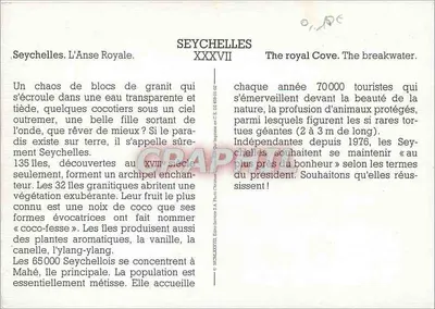 Seychelles. L'Anse Royale — The Royal Cove — wydawca GRAPHTI, seria XXXVII — Rewers