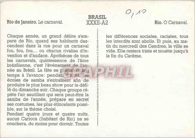Rio de Janeiro — Karneval — n° XXXII-A2 — Rückseite