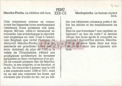 Macchu-Picchu — cidade inca — série XXX-C2 — Verso