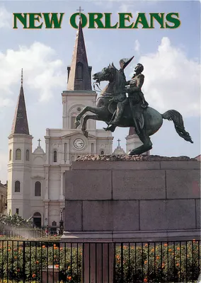 Praça Jackson — estátua de Andrew Jackson diante da Catedral de São Luís — Terrell Publishing, PU-7