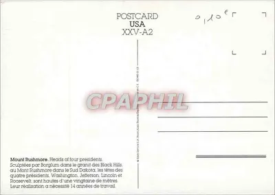 Mount Rushmore — Rzeźby czterech prezydentów — Wydawca USA XXV-A2 — Rewers