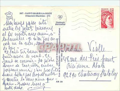 Santa Maria - La Noue (Ilha de Ré) — Jovens rétaises, praia, igreja, barco — Couleurs Naturelles, n°307 — Verso