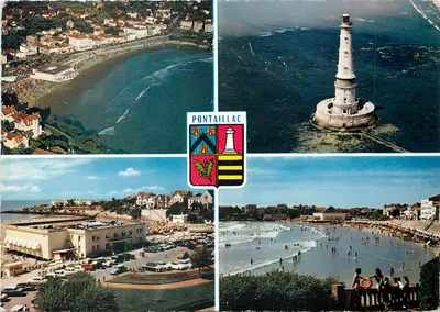 Pontaillac — vue aérienne, phare, plage et casino — éditeur Mexichrome, n° 17/239
