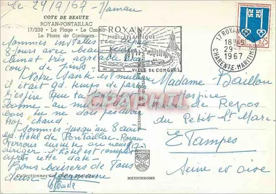 Pontaillac — vue aérienne, phare, plage et casino — éditeur Mexichrome, n° 17/239 — Verso