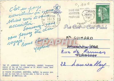 Rzeka St-Laurent — widok z fortecznego Sainte-Hélène i portu w Montrealu — Foto Eric Jager — Rewers