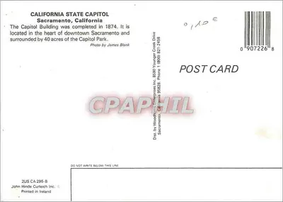 Capitol van de staat Californië — Sacramento — John Hinde Curteich Inc. 2US CA 296-B — Achterkant