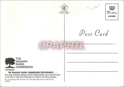Cztery restauracje w parkach Niagara — Niagara Parks Commission — wydawca Dexter Supreme — Rewers