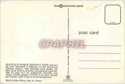 Seattle Freeway Park — visão aérea — Continental Card — Verso