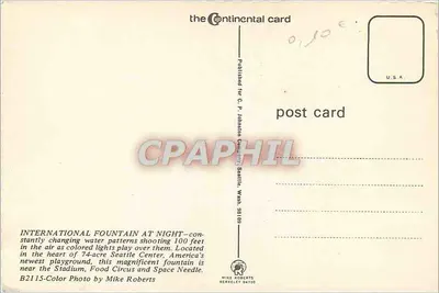 Seattle Center — Fonte Internacional à noite — the Continental card — Verso