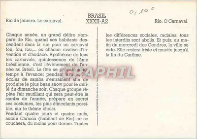 Rio de Janeiro — Carnevale — BRASIL XXXII-A2 — Verso