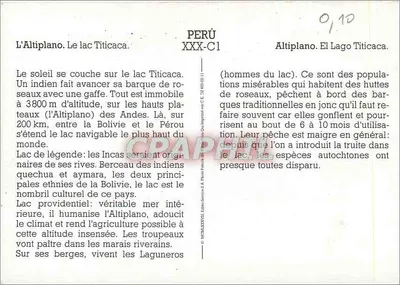 Jezioro Titicaca — Altiplano — Wydawca: Litho-Service E.A. Théry, nr XXX-C1 — Rewers