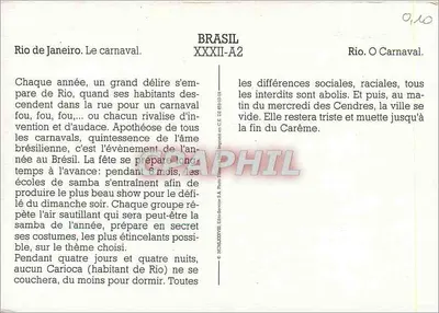 Rio de Janeiro — Carnevale — Edizioni Série S.A. n° XXXII-A2 — Verso