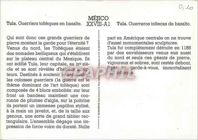 Tula. Toltec warriors in basalt — Méjico, series XXVIII-A1 — Back