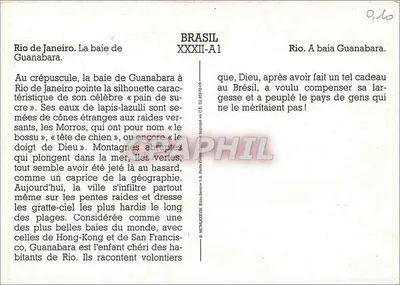 Rio de Janeiro — Baia di Guanabara al tramonto — serie XXXII-A1 — Verso