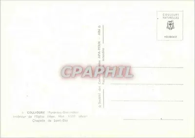Wnętrze kościoła kaplicy św. Eloi — Collioure — Spółdzielnia Kart Pocztowych AFA-POUX — Rewers