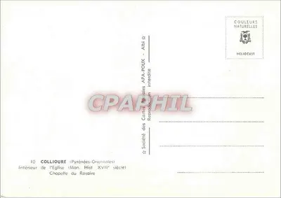 Wnętrze kaplicy Rosary — Colliouret — Société des Cartes Postales APA-POUX — Rewers