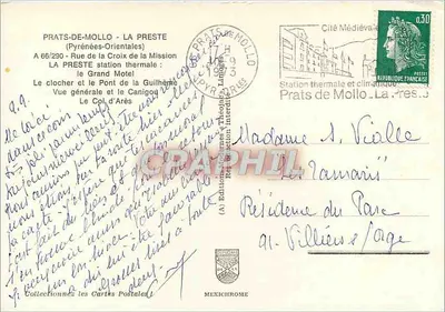 Prats-de-Mollo-la-Preste — widok panoramiczny i zabytki — wydawca Mexichrome, numer serii nieczytelny — Rewers