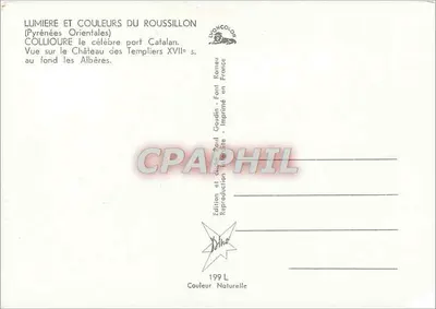 Collioure — Porto catalão com castelo dos Templários — Edição Paul Coudin — Verso
