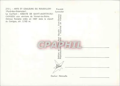 Abadia de Canigou — Pirineus-Orientais — Edição Paul Gaudin — Verso