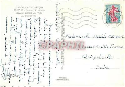 Młodzi Alzacyjanie przed Hotelem de Ville w Munsterze — Éd. Mexichrome, n° 63.226.43 — Rewers