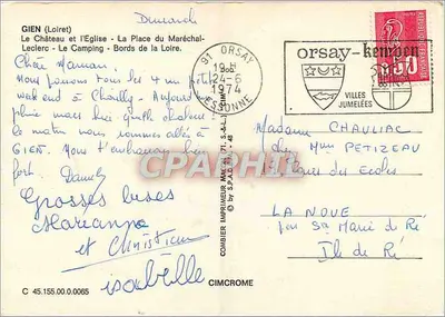 Gien — Loiret — Impressor Combier — Verso