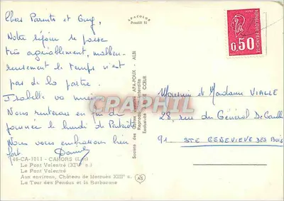 Cahors — Most Valentré, Zamek Mérouès, Wieża Śmierci — Towarzystwo Kart Pocztowych APA-POUX — Rewers