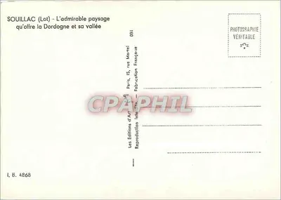 Souillac (Lot) — O admirável paisagem oferecida pela Dordogne e sua vales — Les Éditions d'Art Martel, Paris — Verso