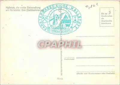 Hallstatt — stary zamek przy jeziorze Hallstätter — wydawca Theresia Cheutz, nr FS 525 — Rewers