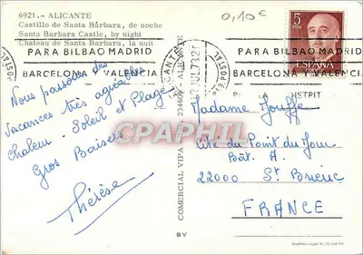 Castelo de Santa Bárbara, à noite — Alicante — Comercial Vipa — Verso