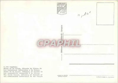 Piazza della Regina — Offerta di fiori delle commissioni infantili alla Vergine — Edizioni ARIBAS, Zaragoza — Verso