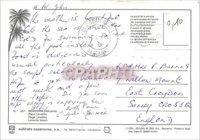 Benidorm — noite na praia — subirats casanovas, s.a. N° 351 — Verso