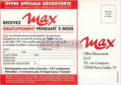 Max — Junho 1997 — Oferta especial descoberta — Verso