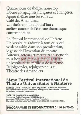 5. Międzynarodowy Festiwal Teatru Uniwersyteckiego w Nanterre — Teatr Amandiers — Rewers
