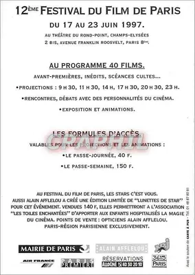 12. Festiwal Filmowy w Paryżu — 17–23 czerwca 1997 — Teatr Rond-Point, Champs-Élysées — Rewers