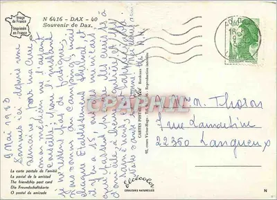 Dax — Pamiątka z Dax — Wydawca Elée, n° 6416 — Rewers