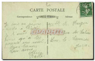 Châtel (Jura) — Interno della Chiesa (del IV secolo) — Cartolina d'epoca n°20 — Verso