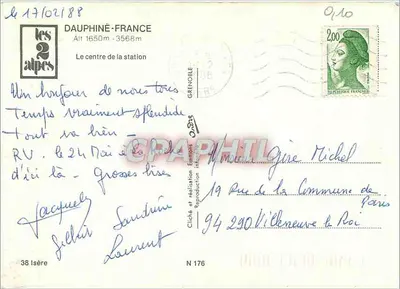 Les 2 Alpes — środek stacji — Cliché i realizacja wewnętrzna N 176 — Rewers
