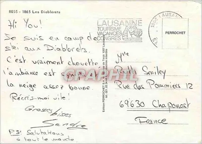 Les Diablerets — widok panoramiczny zimowy — wydawnictwo PERROCHET S.A. — Rewers
