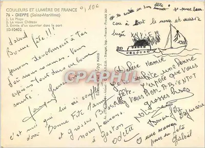 Dieppe — Praia, Castelo, Porto — Edição Yvon, n° 76 — Verso