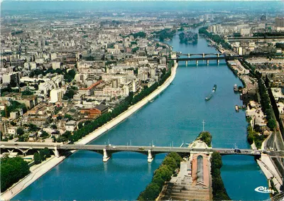 Courbevoie-Levallois — Vista aérea dos pontes de Courbevoie-Levallois e de Asnières-Clichy — Éditions RAYMON, Paris