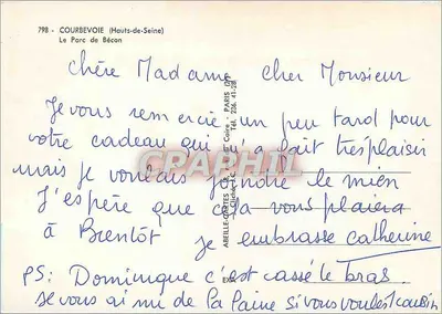 O Parque de Bécon — Courbevoie (Hauts-de-Seine) — Cliché-Carte — Verso