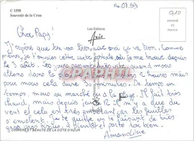 La Crau — panoramische uitzicht met school, kerk, hotel en beek — Les Editions Aris — Achterkant