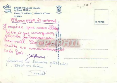 Crest-Voland — Chalet 'Les Pieux' — Uitgave Cellard — Achterkant