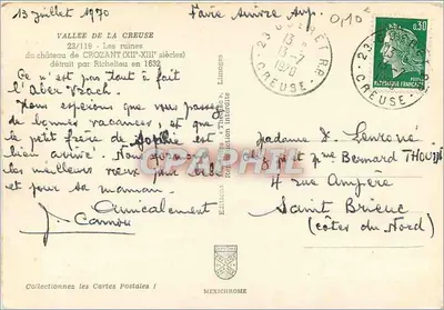 Wąwoz Creuse — Ruiny zamku Crozant (XII–XIII wiek) — Wydawnictwo Teatr & Limoges — Rewers