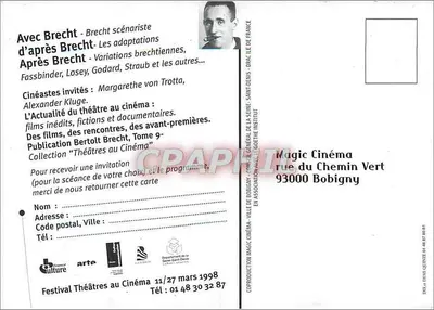 Bertolt Brecht — 9º Festival Teatros no Cinema — Magic Cinema, Bobigny, março de 1998 — Verso